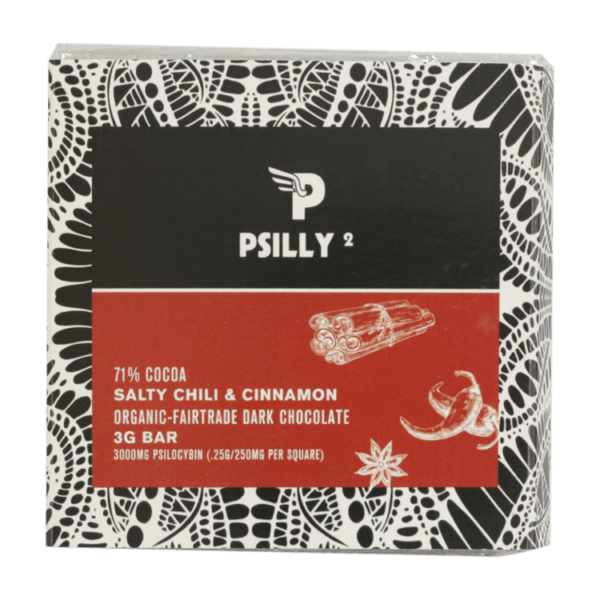 Psilly - Dark Chocolate Bar - Salty Chili & Cinnamon | Magic Mushrooms Vancouver Canada
